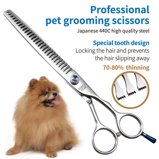 Dog Grooming Chunker Scissors, 7/7.5/8 Inch, 70-80% Thinning, Professional Pet Grooming Shears