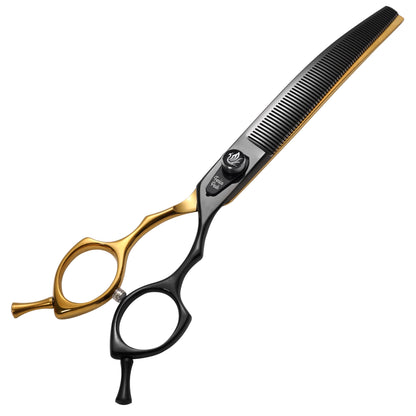 Black & Gold Dog Grooming Scissors & Sets, Straight, Curved, Thinner & Chunker, 7/8 Inch, 440C Steel
