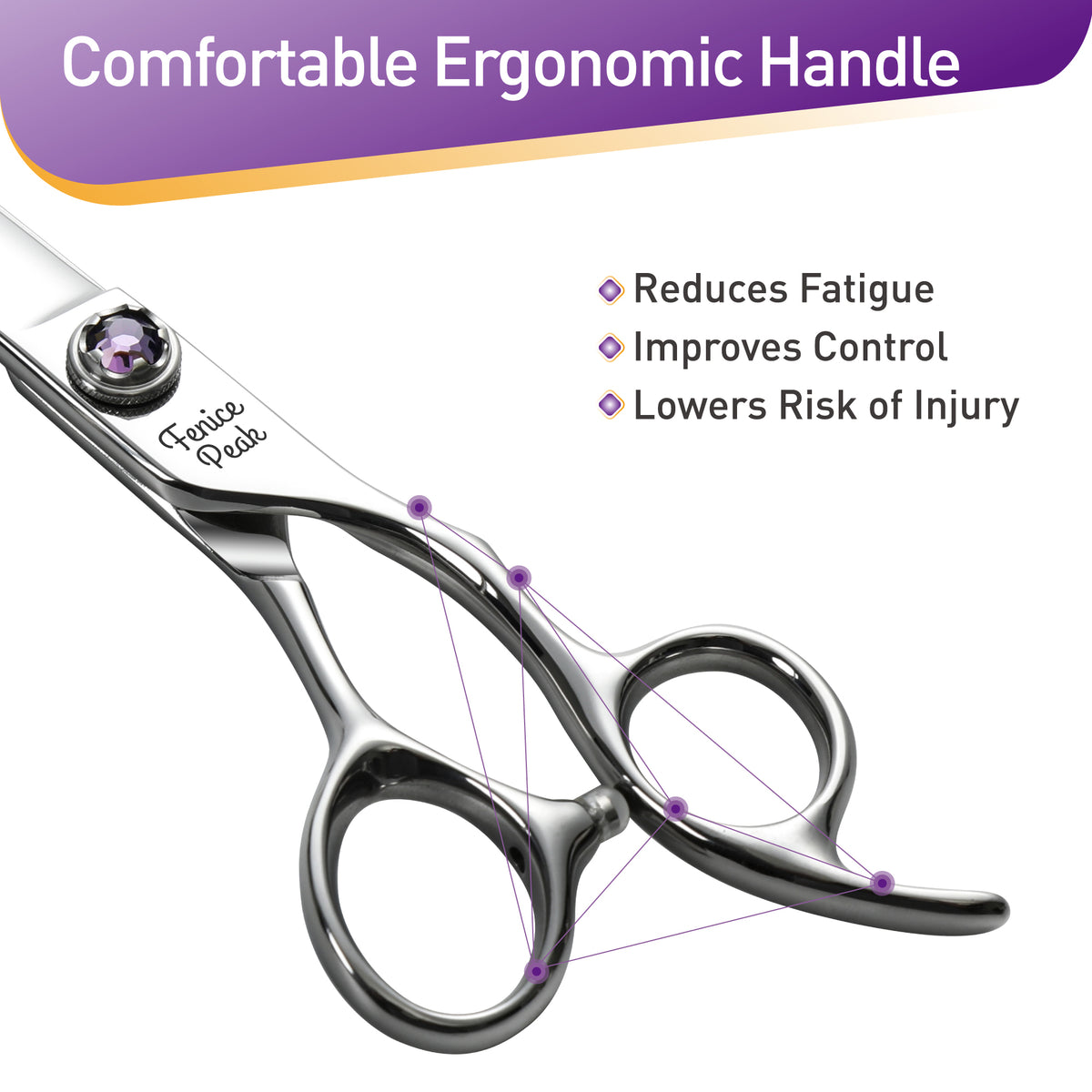 Violet & Silver Dog Grooming Scissors & Set, Straight, Curved, Thinner, Chunker & Eraser, 7 Inch, 440C Steel