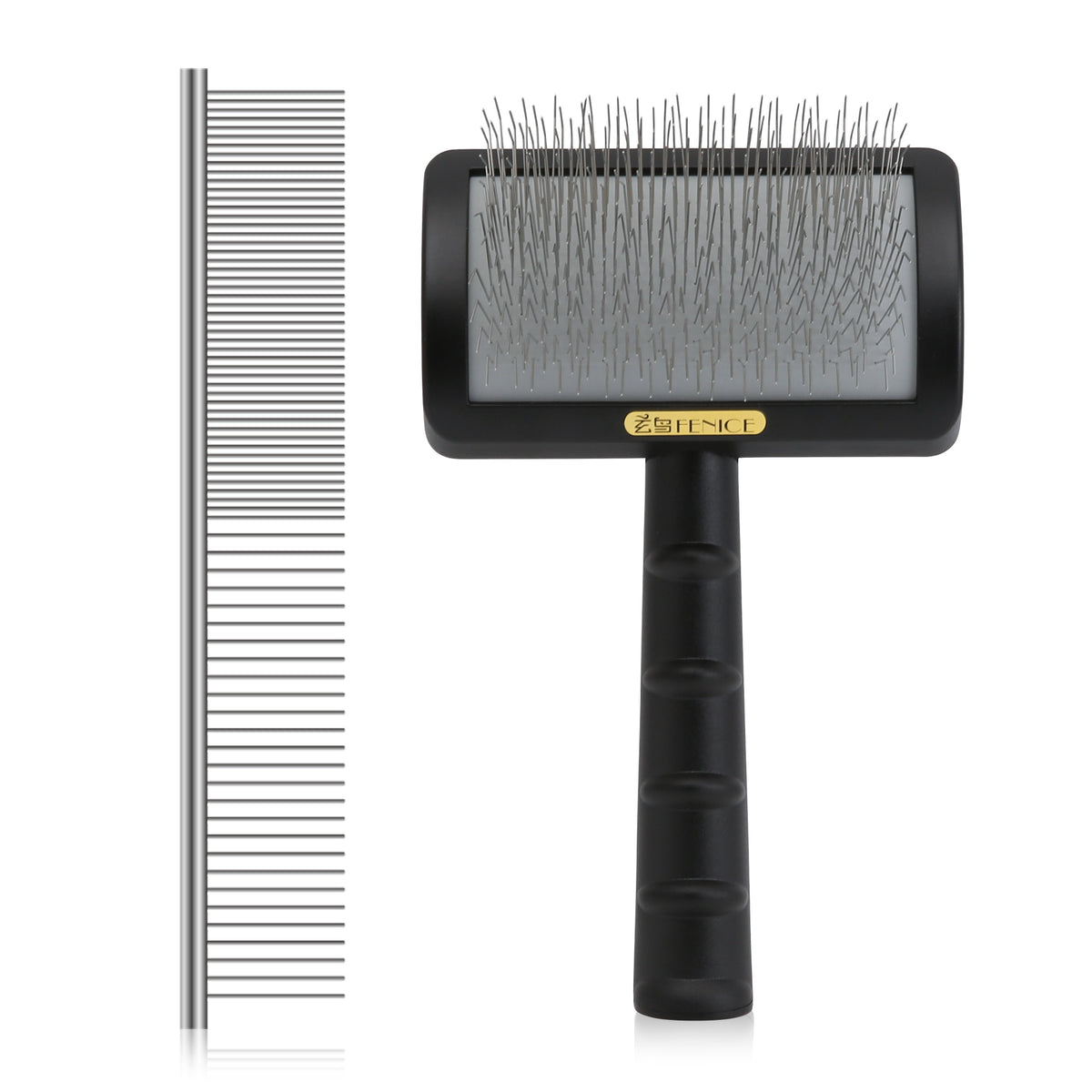 Premium Dog Slicker Brush for Thick Fur, 0.98 Inch Ultra-Long 135° Memory Soft Pins, Non-Slip Handle