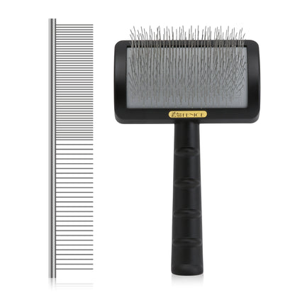 Premium Dog Slicker Brush for Thick Fur, 0.98 Inch Ultra-Long 135° Memory Soft Pins, Non-Slip Handle