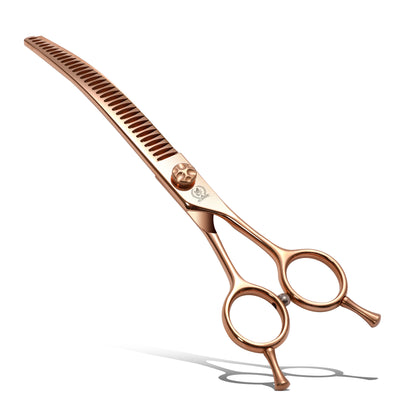Curved Dog Grooming Scissors, Chunker, Thinner & Fluffer Shears, 7/8 Inch, Japanese 440C Steel