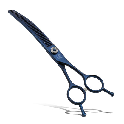 Curved Dog Grooming Scissors, Chunker, Thinner & Fluffer Shears, 7/8 Inch, Japanese 440C Steel