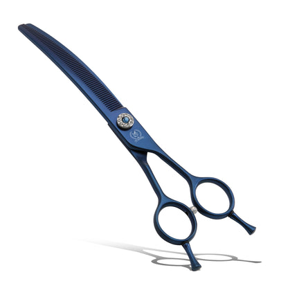 Curved Dog Grooming Scissors, Chunker, Thinner & Fluffer Shears, 7/8 Inch, Japanese 440C Steel