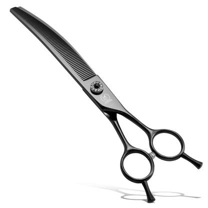 Curved Dog Grooming Scissors, Chunker, Thinner & Fluffer Shears, 7/8 Inch, Japanese 440C Steel