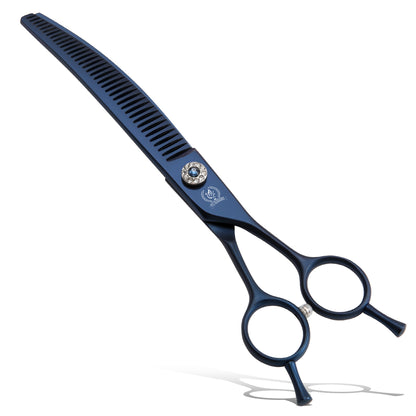 Curved Dog Grooming Scissors, Chunker, Thinner & Fluffer Shears, 7/8 Inch, Japanese 440C Steel