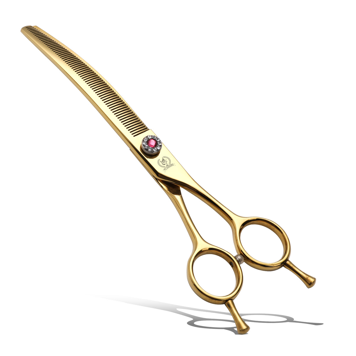 Curved Dog Grooming Scissors, Chunker, Thinner & Fluffer Shears, 7/8 Inch, Japanese 440C Steel