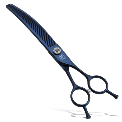 Curved Dog Grooming Scissors, Chunker, Thinner & Fluffer Shears, 7/8 Inch, Japanese 440C Steel