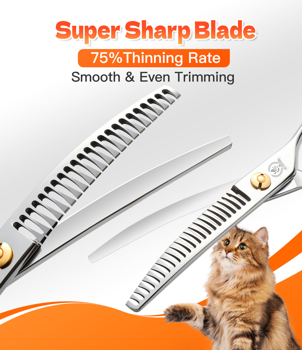 Small Dog & Cat Grooming Scissors & Set, Straight, Curved, Thinner & Chunker, 5/6 Inch, JP440C Round Tip Shears