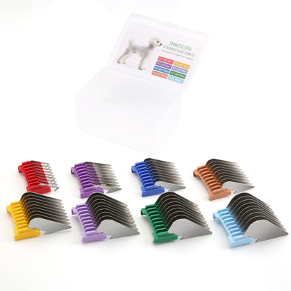 Pro Animal Stainless Steel Attachment Guide Combs Set, Compatible with Bravura/Arco/Chromado/Figura/Motion Clippers, for 5-in-1 & U-Shaped Detachable Blades (Not for A5 Blades)
