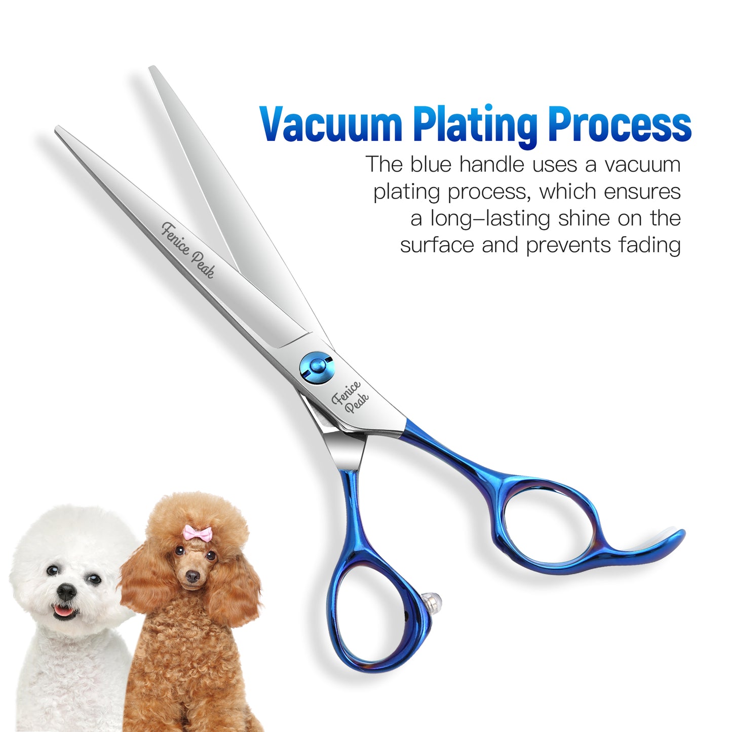 Blue Dog Grooming Scissors & Set, Straight, Curved, Thinner & Chunker, 6.5/7 Inch, 440C Steel