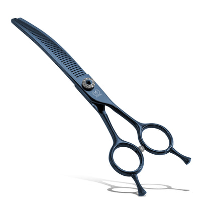 Curved Dog Grooming Scissors, Chunker, Thinner & Fluffer Shears, 7/8 Inch, Japanese 440C Steel
