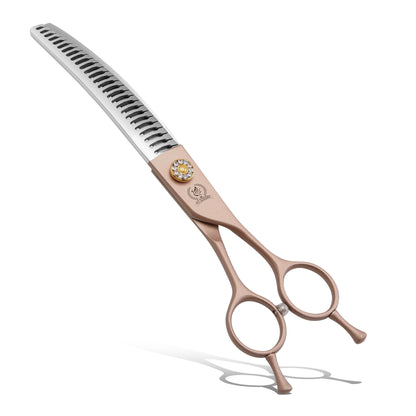 Champagne Gold Dog Grooming Scissors & Sets, Straight, Curved, Thinner & Chunker, 7/7.5/8 Inch, 440C Steel