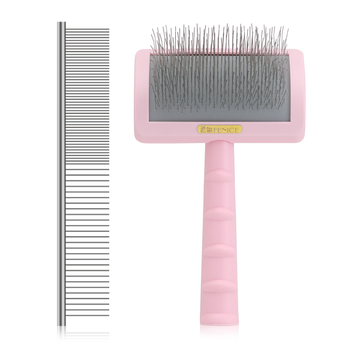 Premium Dog Slicker Brush for Thick Fur, 0.98 Inch Ultra-Long 135° Memory Soft Pins, Non-Slip Handle