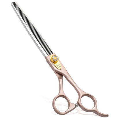 Champagne Gold Dog Grooming Scissors & Sets, Straight, Curved, Thinner & Chunker, 7/7.5/8 Inch, 440C Steel