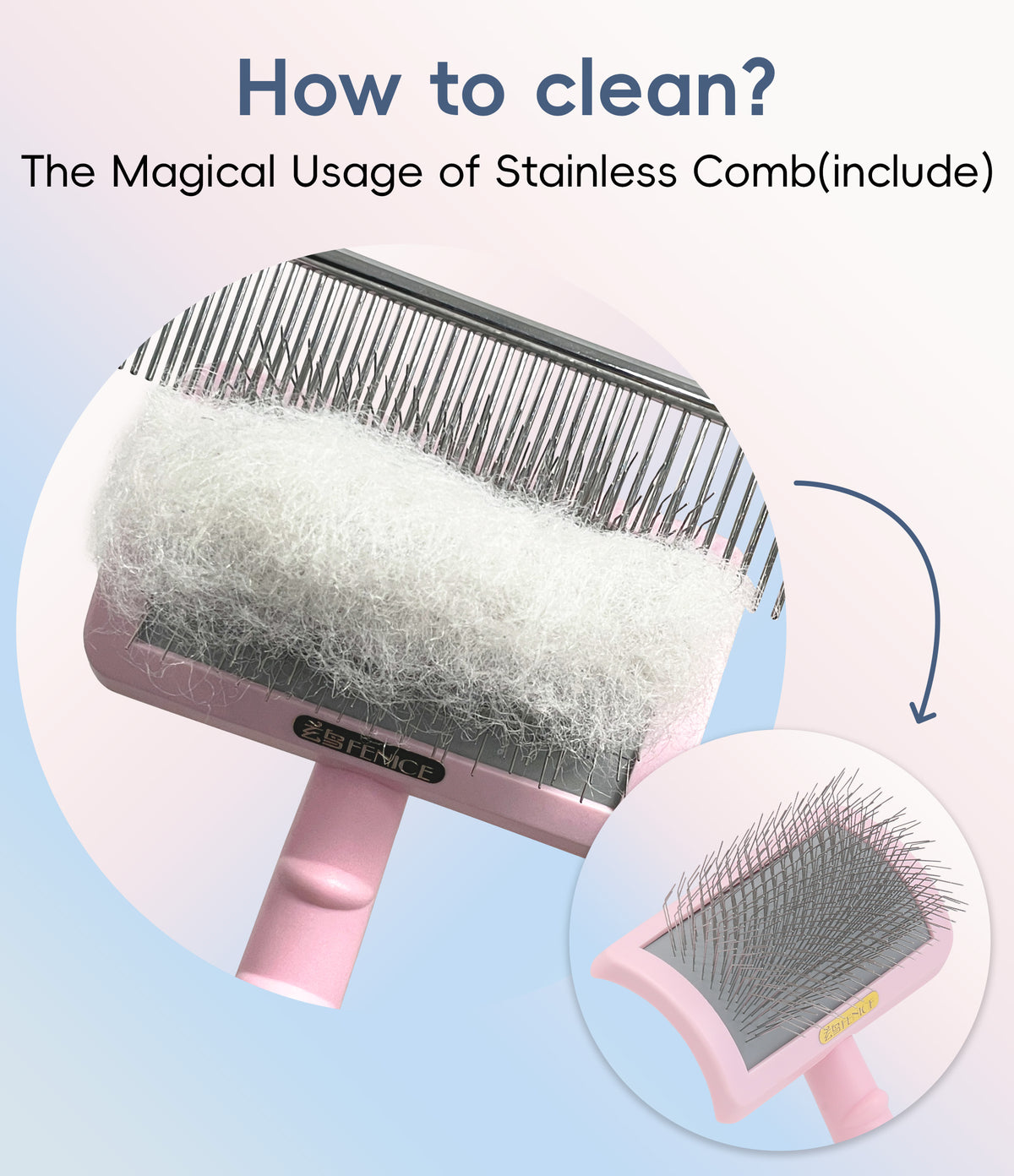 Premium Dog Slicker Brush for Thick Fur, 0.98 Inch Ultra-Long 135° Memory Soft Pins, Non-Slip Handle