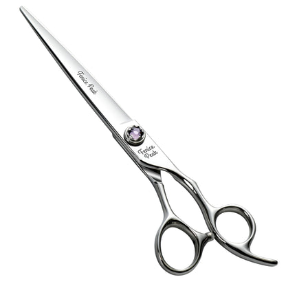 Violet & Silver Dog Grooming Scissors & Set, Straight, Curved, Thinner, Chunker & Eraser, 7 Inch, 440C Steel