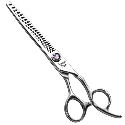 Violet & Silver Dog Grooming Scissors & Set, Straight, Curved, Thinner, Chunker & Eraser, 7 Inch, 440C Steel