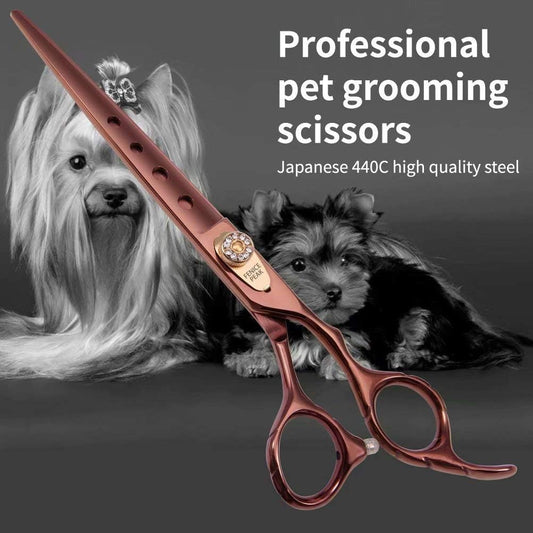 Dog Grooming Straight Scissors, 7/7.5 Inch, Japanese 440C Stainless Steel Pet Cutting Shears