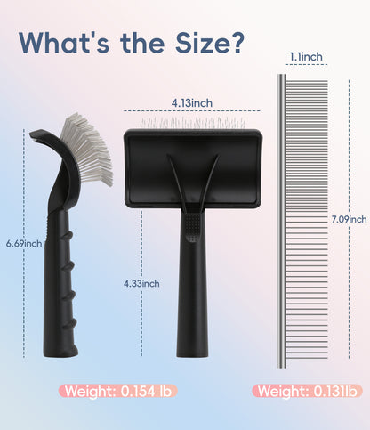 Premium Dog Slicker Brush for Thick Fur, 0.98 Inch Ultra-Long 135° Memory Soft Pins, Non-Slip Handle