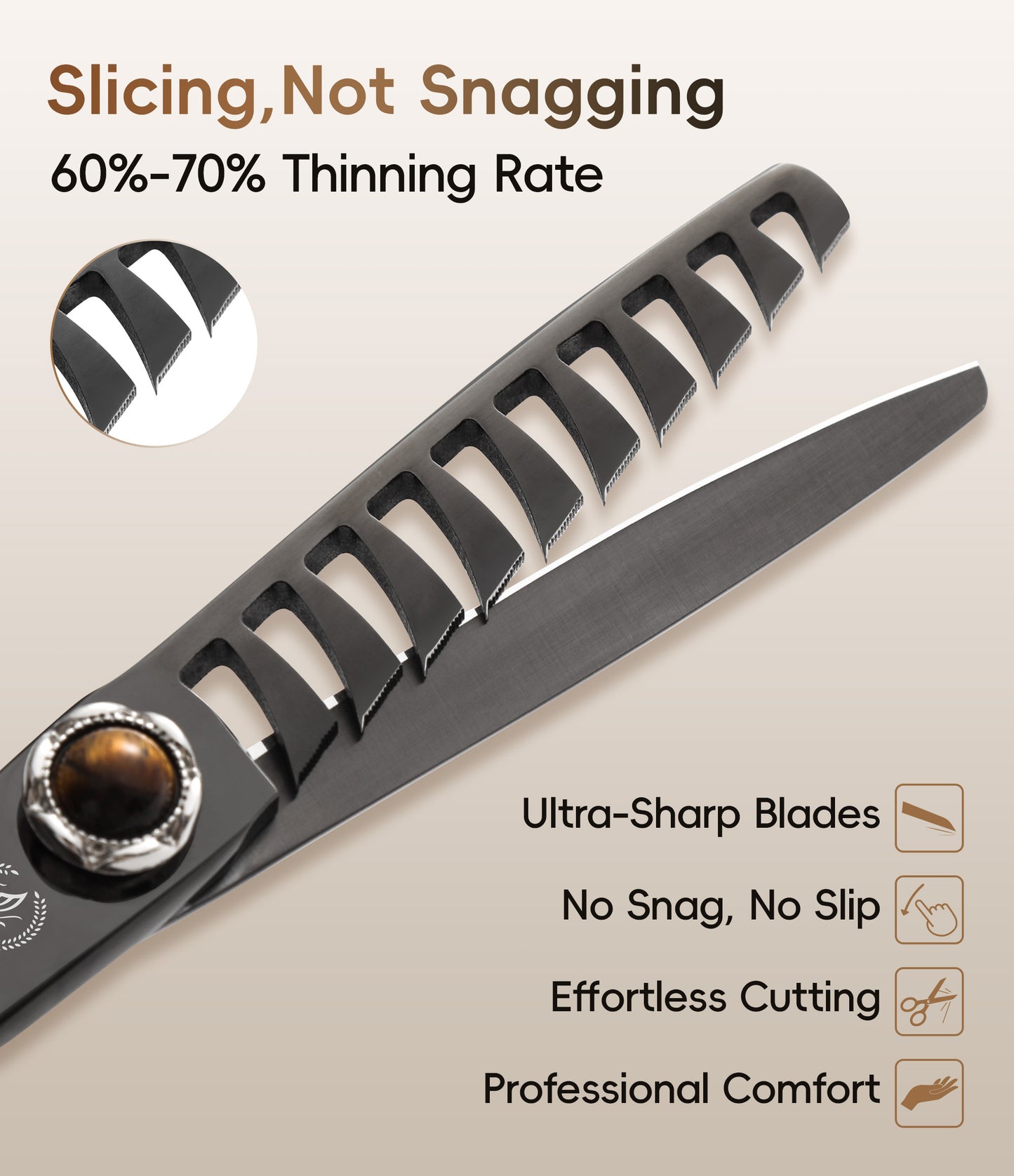 Professional Hair Cutting & Thinning Scissors, 6/6.5 Inch, Japanese 440C High-Cobalt Alloy Steel, Barber Shears