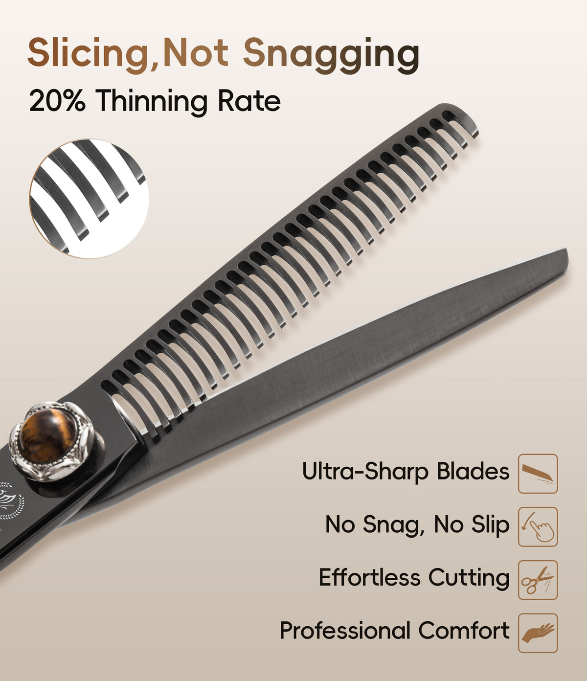 Professional Hair Cutting & Thinning Scissors, 6/6.5 Inch, Japanese 440C High-Cobalt Alloy Steel, Barber Shears