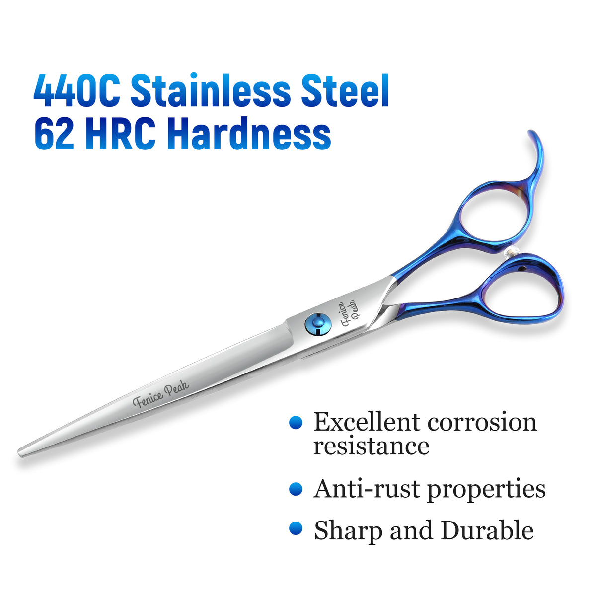 Blue Dog Grooming Scissors & Set, Straight, Curved, Thinner & Chunker, 6.5/7 Inch, 440C Steel