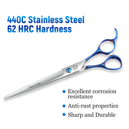 Blue Dog Grooming Scissors & Set, Straight, Curved, Thinner & Chunker, 6.5/7 Inch, 440C Steel