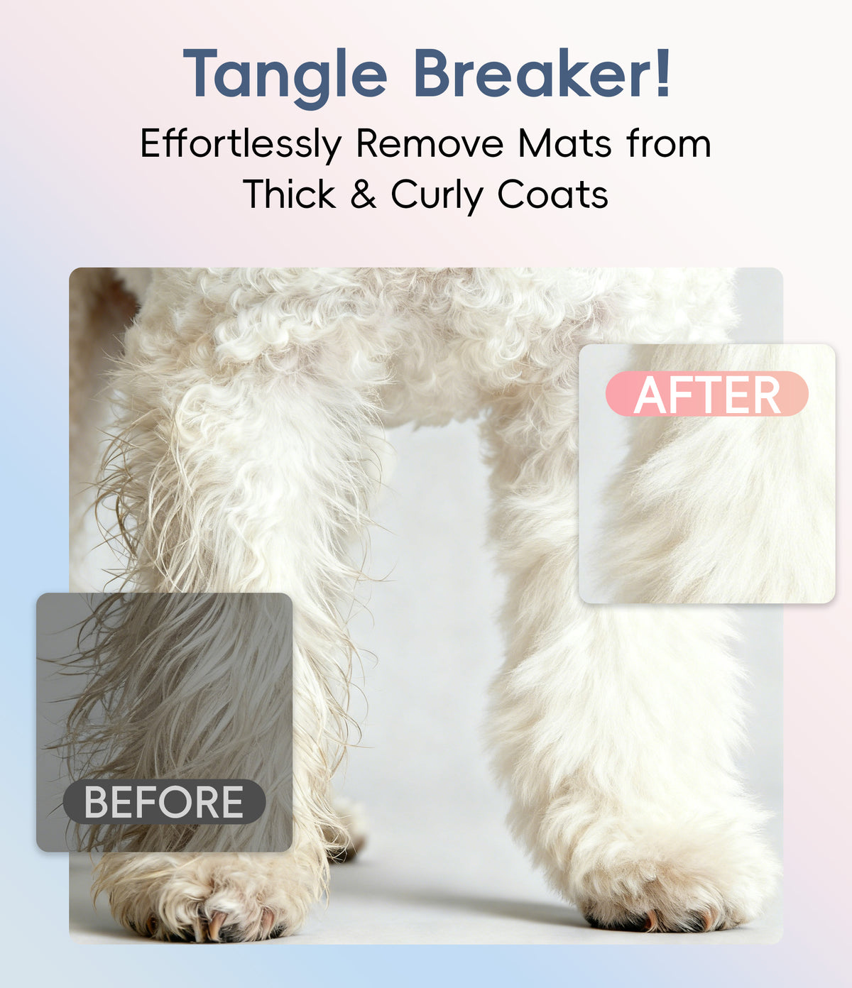 Premium Dog Slicker Brush for Thick Fur, 0.98 Inch Ultra-Long 135° Memory Soft Pins, Non-Slip Handle