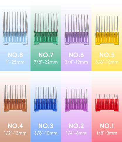 Pro Animal Stainless Steel Attachment Guide Combs Set, Compatible with Bravura/Arco/Chromado/Figura/Motion Clippers, for 5-in-1 & U-Shaped Detachable Blades (Not for A5 Blades)