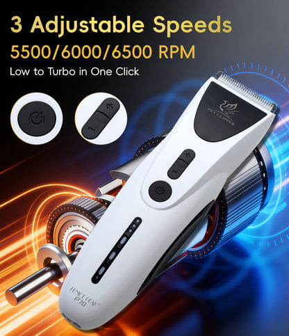 P70 Quiet Dog Grooming Clipper, 2-in-1 Cordless Pet Hair Trimmer, 7-Hour Runtime, 3 Speeds