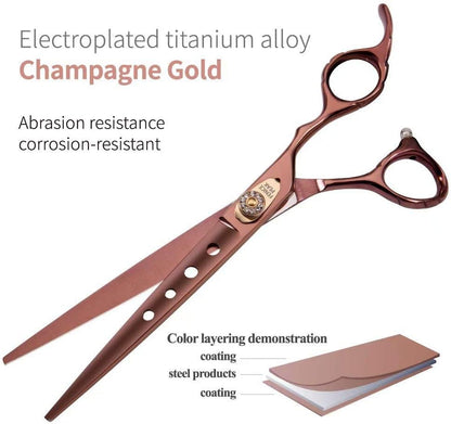 Dog Grooming Straight Scissors, 7/7.5 Inch, Japanese 440C Stainless Steel Pet Cutting Shears