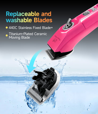 H100 Professional Dog Grooming Clipper & Replacement Blades, 12-Hour Runtime, 3-Speed Cordless Pet Trimmer