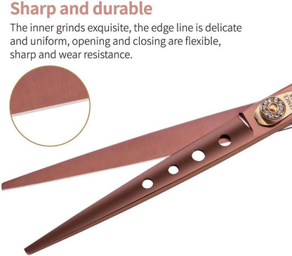 Dog Grooming Straight Scissors, 7/7.5 Inch, Japanese 440C Stainless Steel Pet Cutting Shears