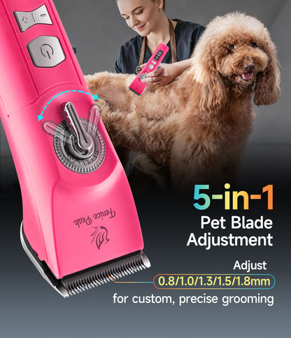 H100 Professional Dog Grooming Clipper & Replacement Blades, 12-Hour Runtime, 3-Speed Cordless Pet Trimmer