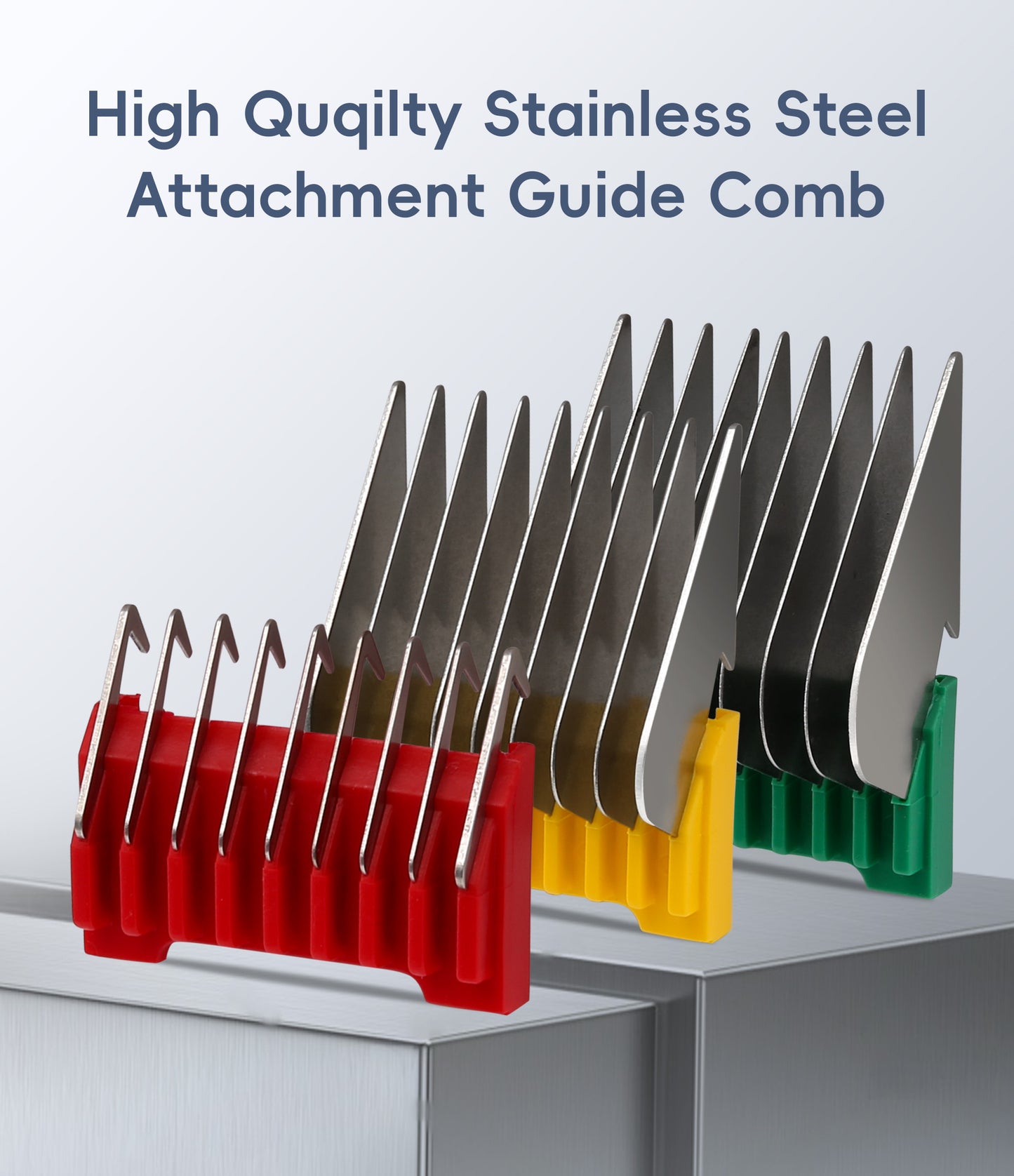 Pro Animal Stainless Steel Attachment Guide Combs Set, Compatible with Bravura/Arco/Chromado/Figura/Motion Clippers, for 5-in-1 & U-Shaped Detachable Blades (Not for A5 Blades)