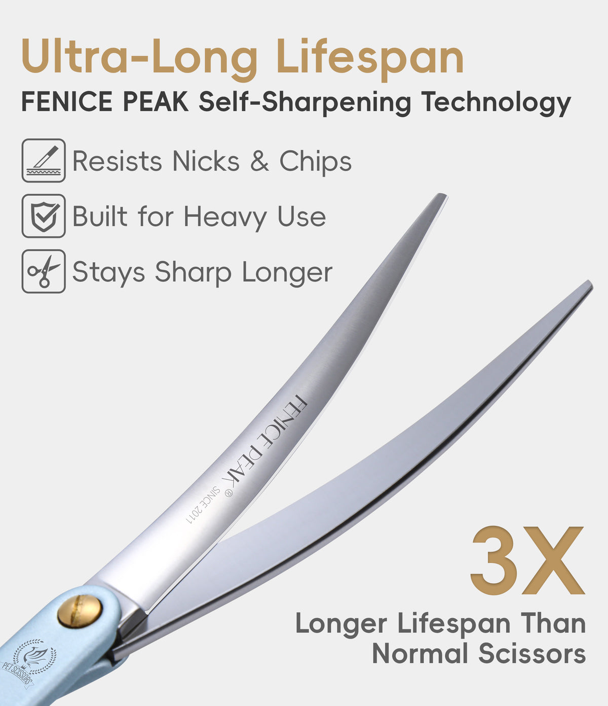 6.5 Inch 35° Super Curved Dog Grooming Scissors, Ultra-Light Japanese VG10 Steel Shears