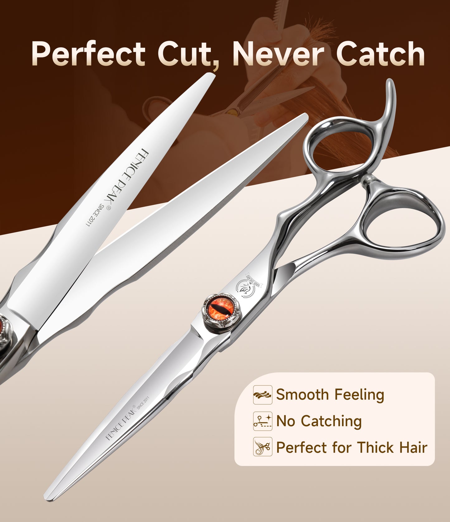 6 Inch Hair Cutting & Thinning Scissors, Japanese 440C High-Cobalt Alloy Steel, Hand-Honed Barber Shears