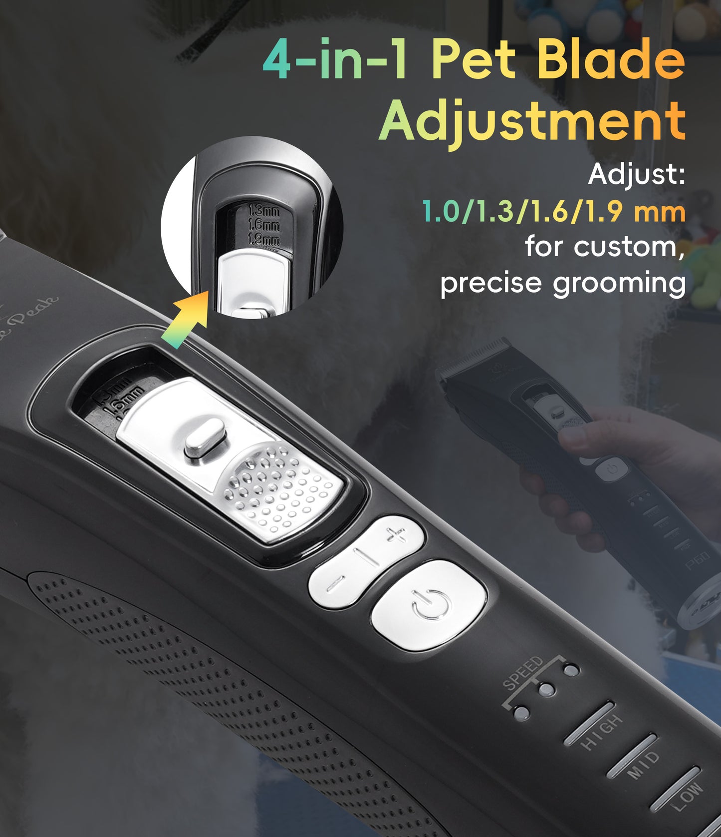 P60 Dog Grooming Clipper, Replacement Blades & Charger, 3-Speed Low Noise Cordless Pet Trimmer