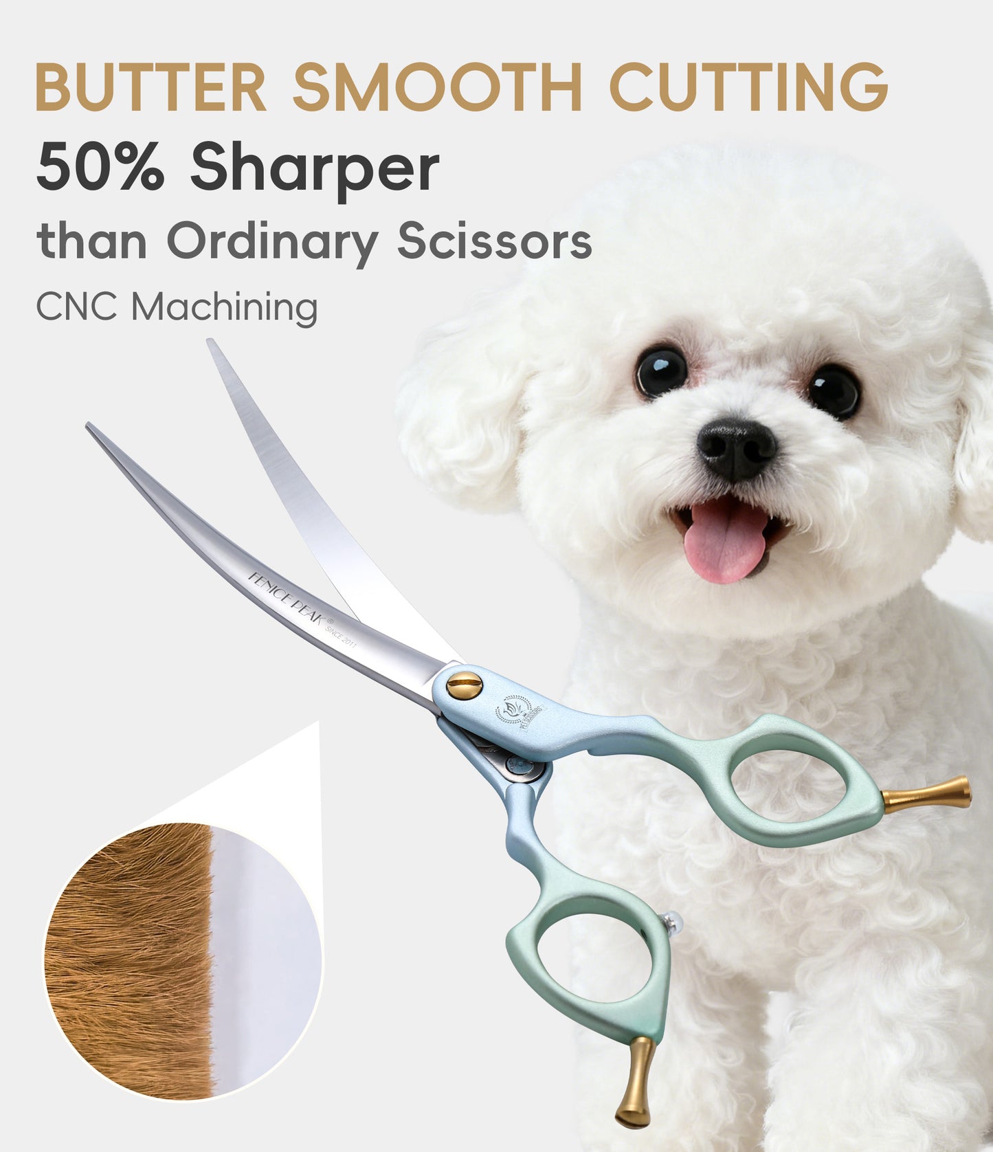 6.5 Inch 35° Super Curved Dog Grooming Scissors, Ultra-Light Japanese VG10 Steel Shears