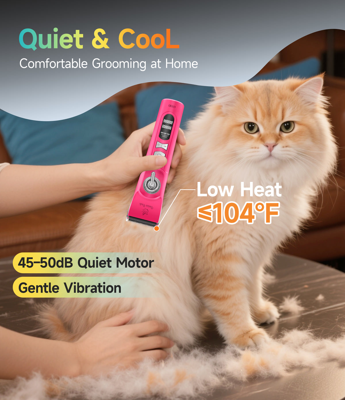 H100 Professional Dog Grooming Clipper & Replacement Blades, 12-Hour Runtime, 3-Speed Cordless Pet Trimmer