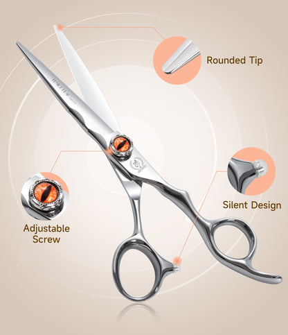 6 Inch Hair Cutting & Thinning Scissors, Japanese 440C High-Cobalt Alloy Steel, Hand-Honed Barber Shears