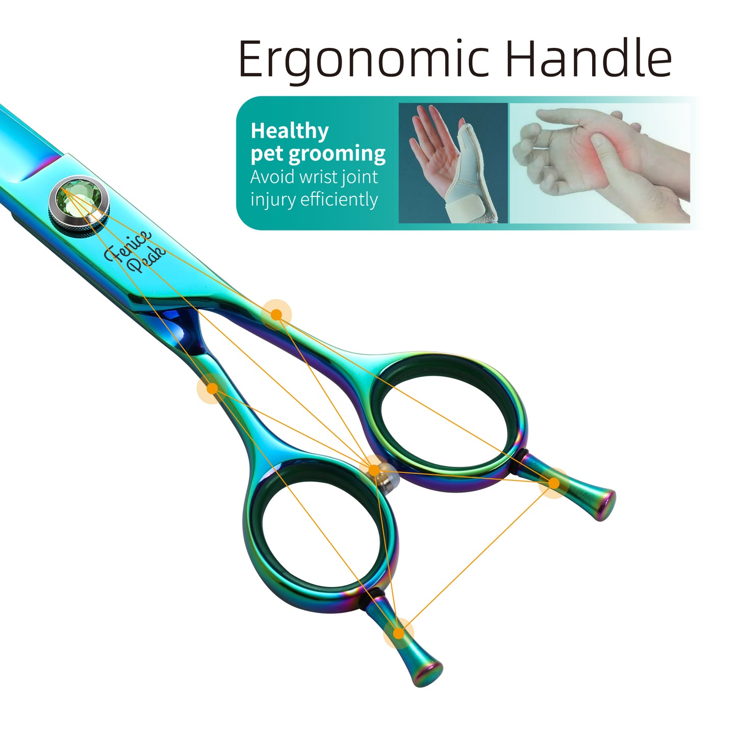 Green Dog Grooming Scissors & Set, Straight, Curved, Thinner & Chunker, 7/7.5 Inch, 440C Steel