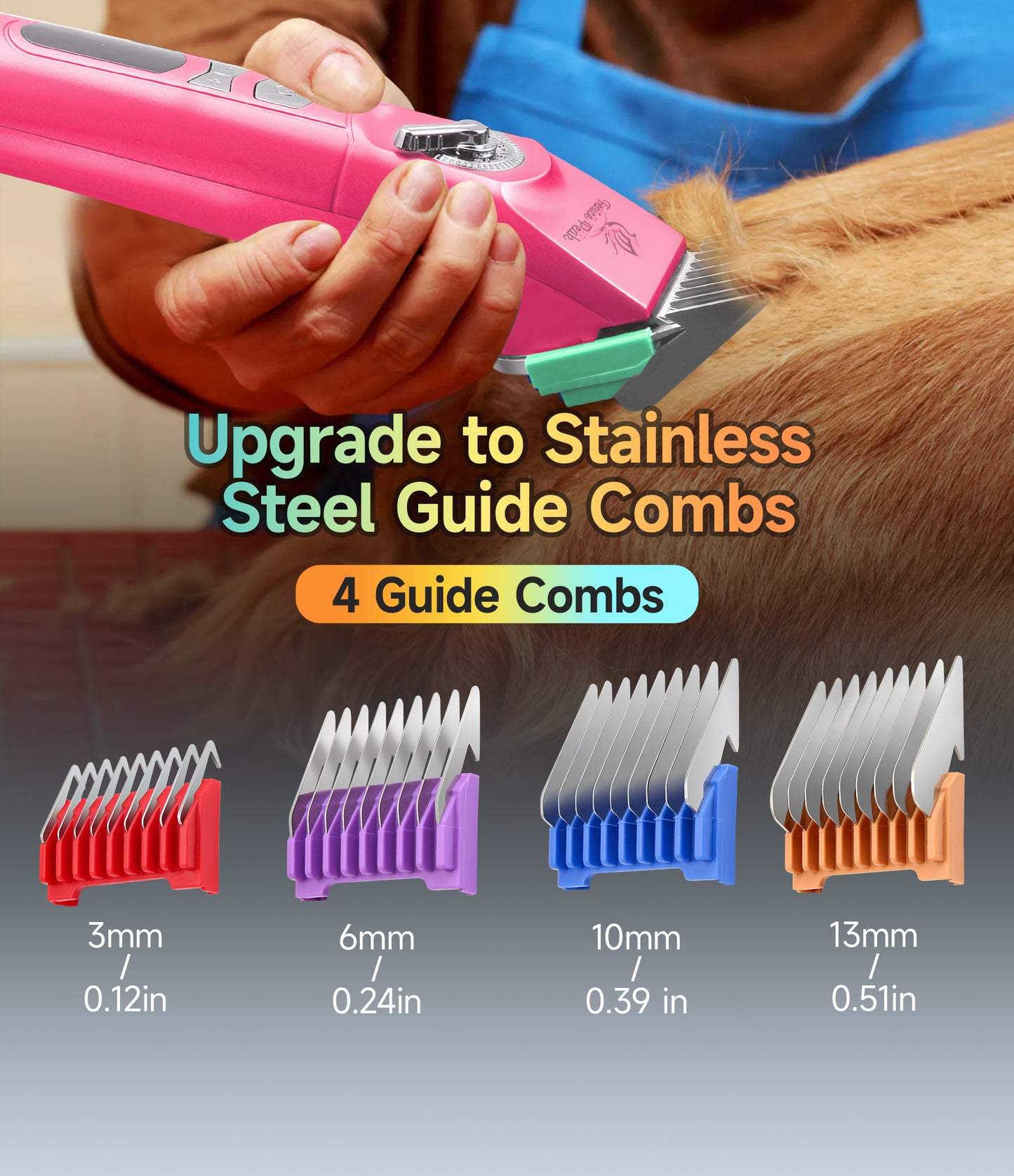 H100 Professional Dog Grooming Clipper & Replacement Blades, 12-Hour Runtime, 3-Speed Cordless Pet Trimmer