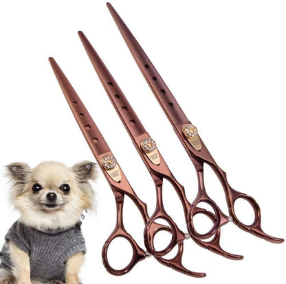 Dog Grooming Straight Scissors, 7/7.5 Inch, Japanese 440C Stainless Steel Pet Cutting Shears