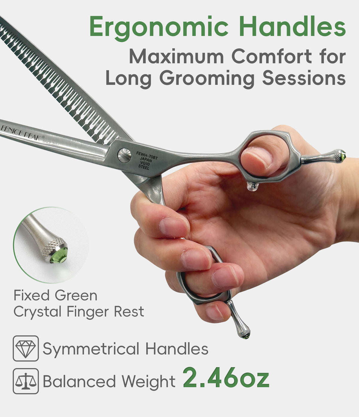 7 Inch Curved Eraser Dog Grooming Scissors, 24/30-Tooth Mark-Free Shears, 70-80% Hair Removal, VG10 Steel