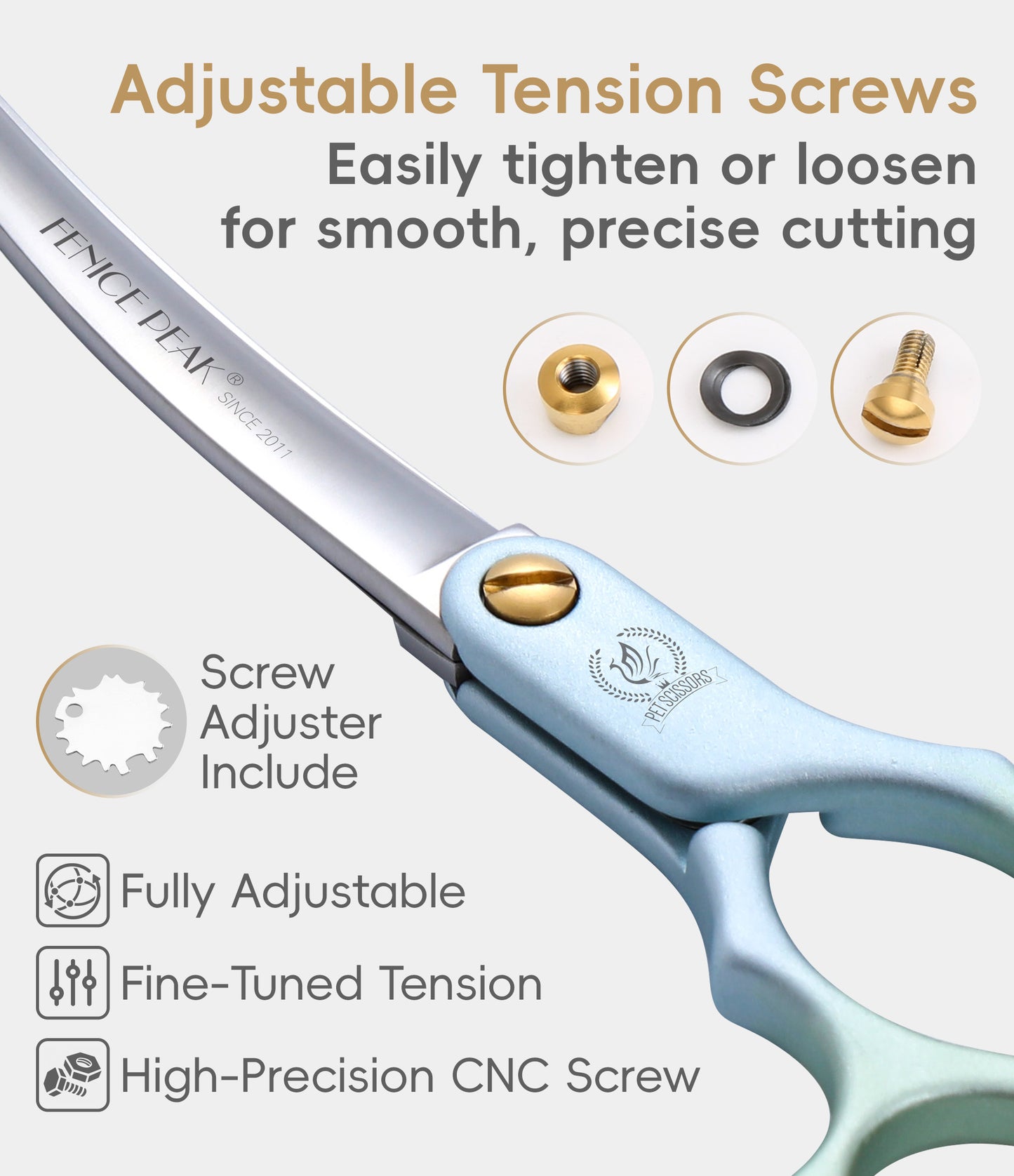 6.5 Inch 35° Super Curved Dog Grooming Scissors, Ultra-Light Japanese VG10 Steel Shears