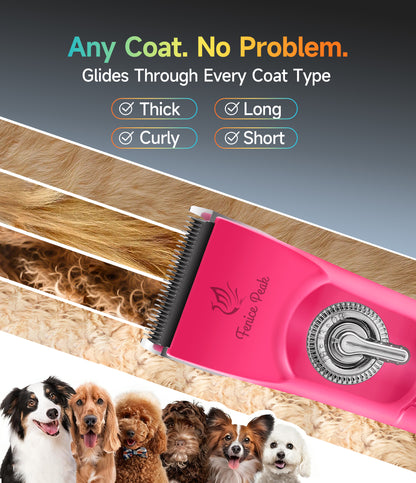 H100 Professional Dog Grooming Clipper & Replacement Blades, 12-Hour Runtime, 3-Speed Cordless Pet Trimmer