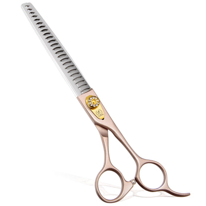 Champagne Gold Dog Grooming Scissors & Sets, Straight, Curved, Thinner & Chunker, 7/7.5/8 Inch, 440C Steel