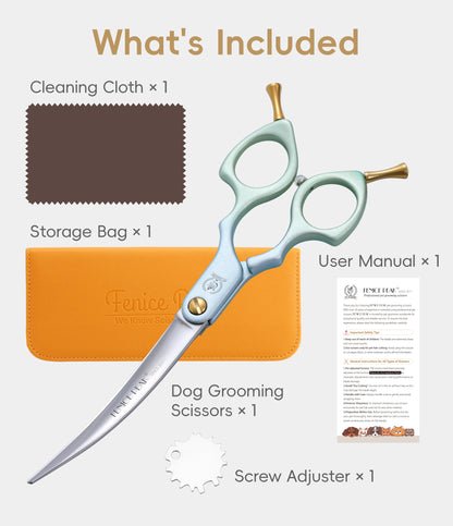 6.5 Inch 35° Super Curved Dog Grooming Scissors, Ultra-Light Japanese VG10 Steel Shears